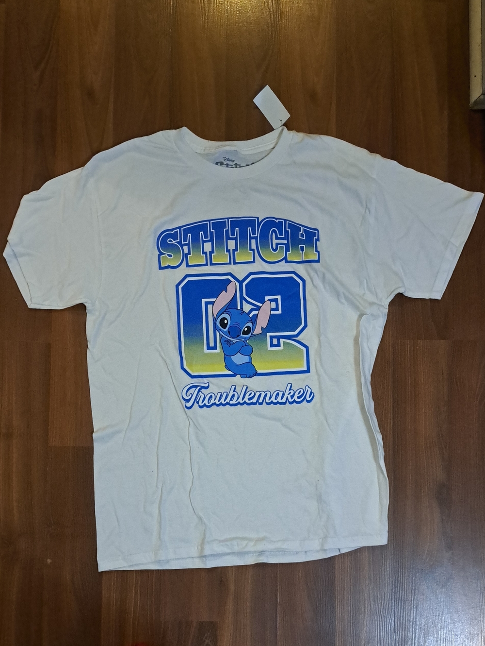 Disney White Stitch '02' Troublemaker Short Sleeve Tee